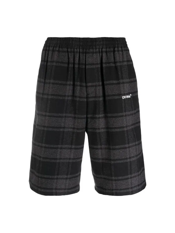 Шорты check-print shorts 'black grey' Off-White — изображение 1 из 4, черный/серый