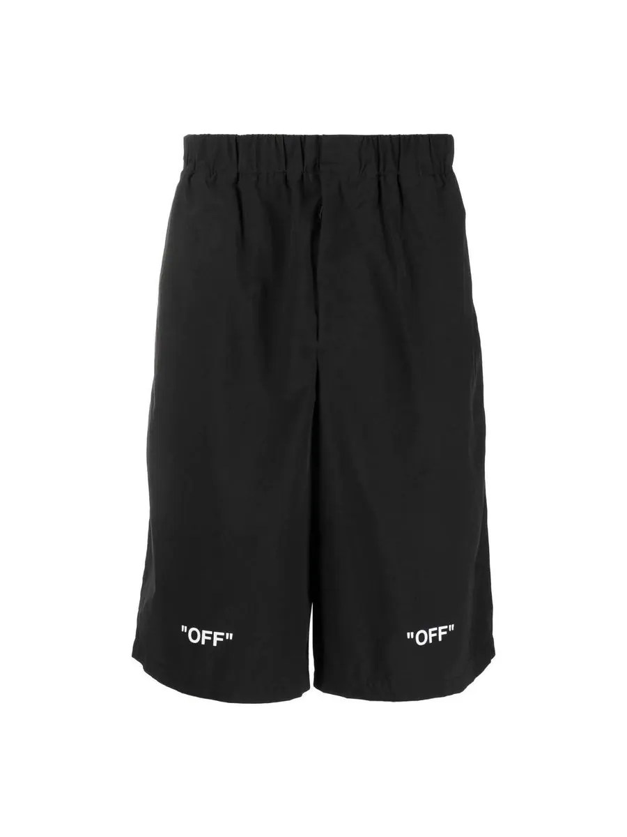 Спортивные шорты Off-White FW22 Solid Color Logo Printing Elastic Waistband Shorts Version Black — изображение 1 из 4