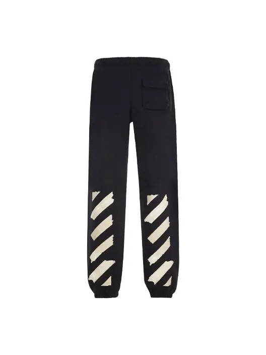 Брюки cotton mens logo loose stripe sweatpants tape Off-White — изображение 1 из 4, черный