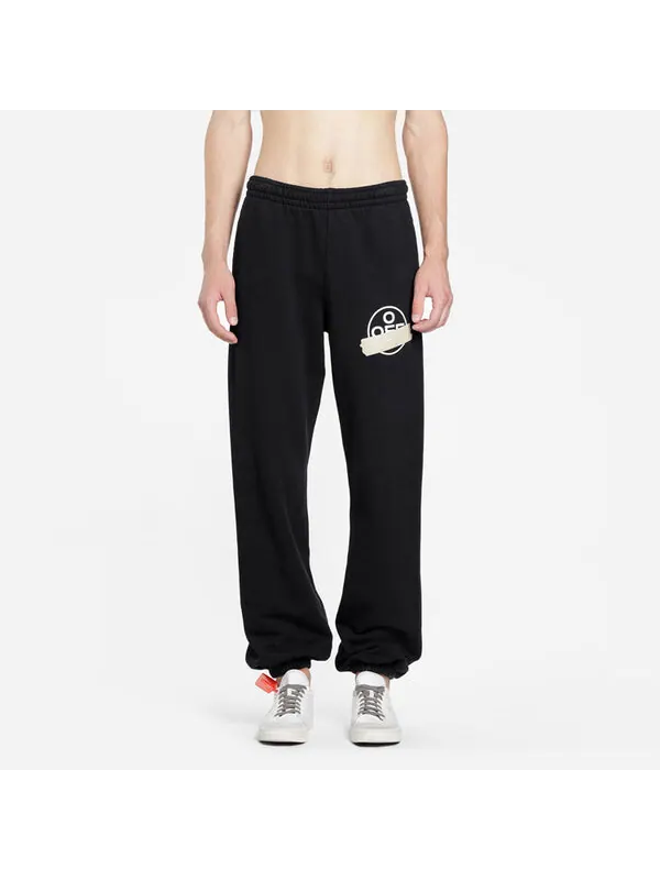 Брюки cotton mens logo loose stripe sweatpants tape Off-White — изображение 3 из 4, черный
