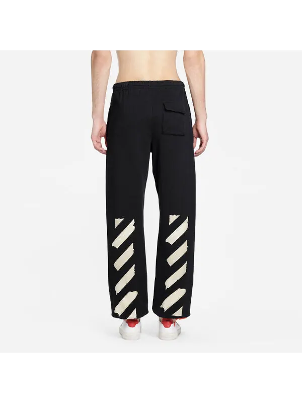Брюки cotton mens logo loose stripe sweatpants tape Off-White — изображение 4 из 4, черный