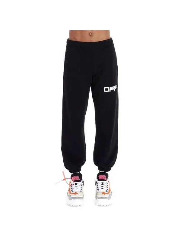 Брюки men's logo pattern printing bundle feet sports pants/trousers/joggers black Off-White — изображение 3 из 4, черный