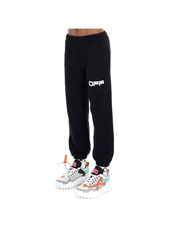 Брюки men's logo pattern printing bundle feet sports pants/trousers/joggers black Off-White — изображение 4 из 4, черный