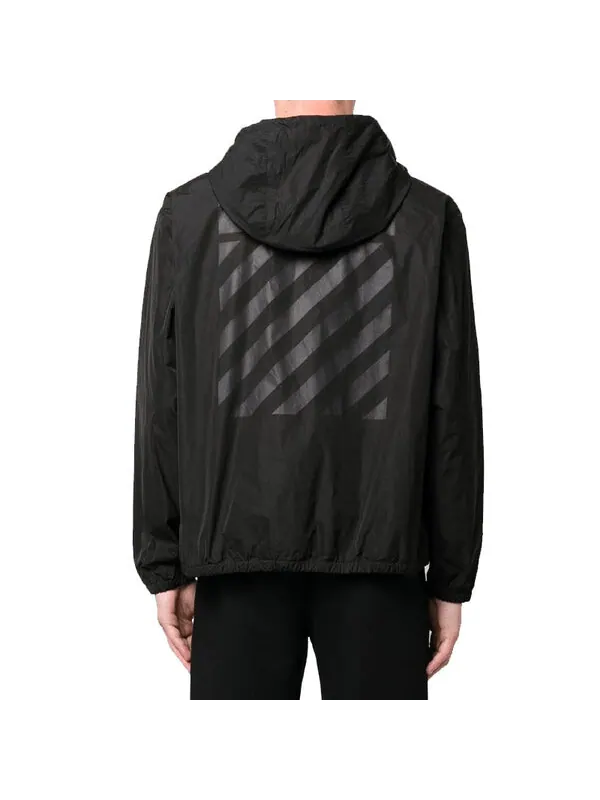 Куртка Men's OFF-WHITE FW22 Back Classic Logo Printing Hooded Jacket Ordinary Version Black — изображение 3 из 4, черный
