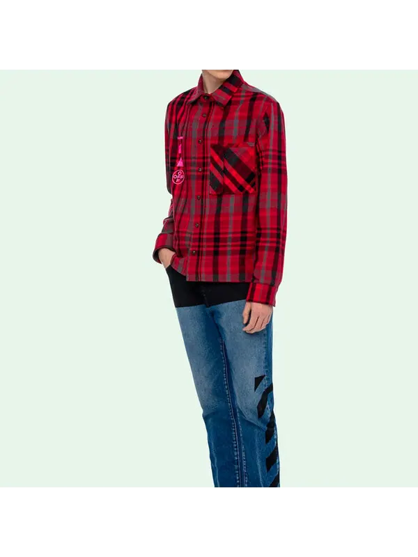 Рубашка mariana de silva shirt mens long sleeve plaid shirts Off-White — изображение 4 из 4, красный