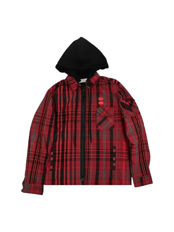 Куртка layered flannel shirt 'red' Off-White — изображение 1 из 2, красный