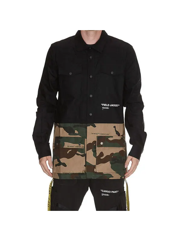 Куртка mens camouflage splicing jacket Off-White — изображение 2 из 4, черный