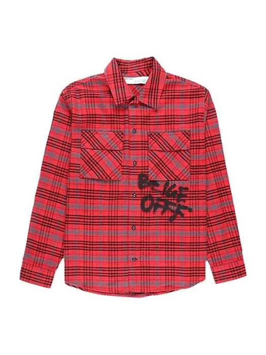 Рубашка bled cotton pattern shirt 'red black' Off-White — изображение 1 из 4, красный