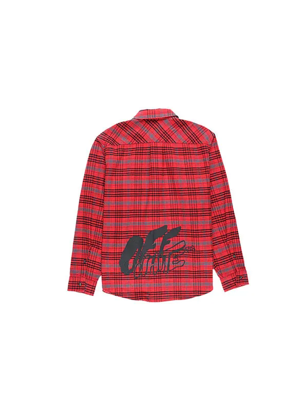Рубашка bled cotton pattern shirt 'red black' Off-White — изображение 2 из 4, красный