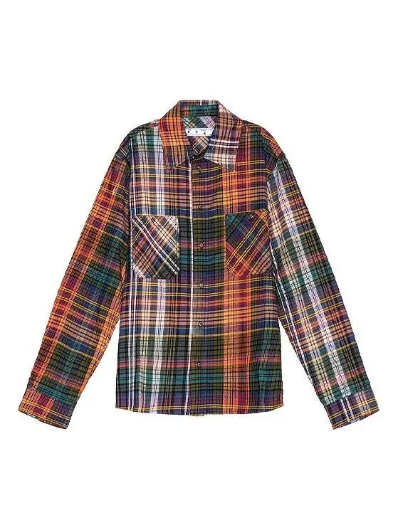 Рубашка stencil flannel check shirt Off-White — изображение 1 из 4, оранжевый черный