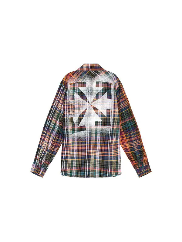Рубашка stencil flannel check shirt Off-White — изображение 2 из 4, оранжевый черный