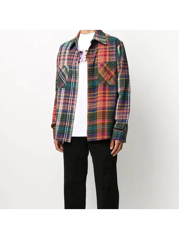 Рубашка stencil flannel check shirt Off-White — изображение 3 из 4, оранжевый черный