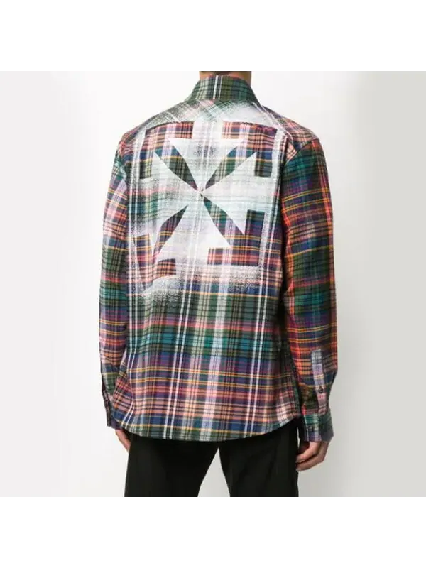 Рубашка stencil flannel check shirt Off-White — изображение 4 из 4, оранжевый черный