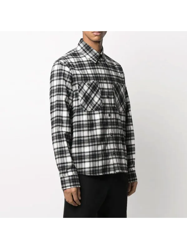 Рубашка ss21 plaid long sleeves shirt black Off-White — изображение 4 из 4, черный