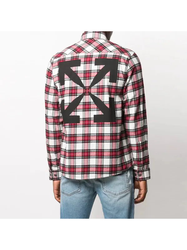 Рубашка men's ss21 plaid back arrow red shirt Off-White — изображение 4 из 4, красный