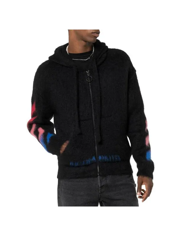 Куртка men's nylon hooded zipper knit black Off-White — изображение 3 из 4, черный