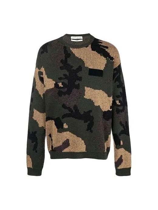 Свитер men's loose green camouflage Off-White — изображение 1 из 4, зеленый