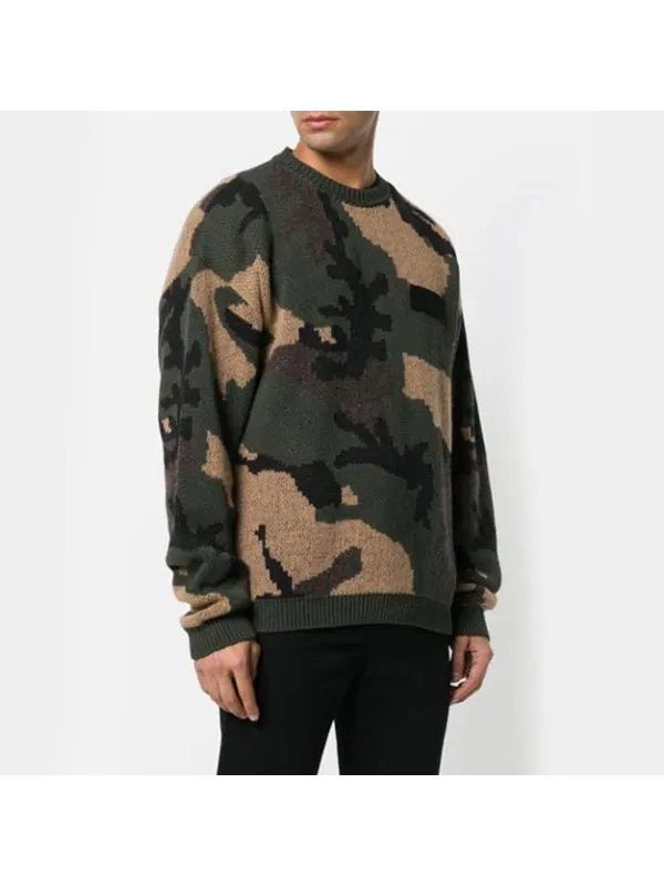 Свитер men's loose green camouflage Off-White — изображение 2 из 4, зеленый