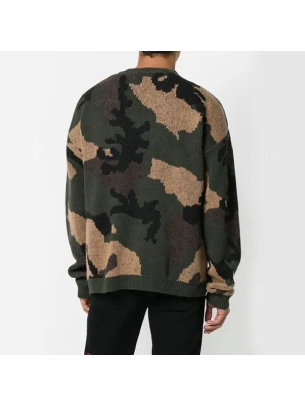 Свитер men's loose green camouflage Off-White — изображение 3 из 4, зеленый