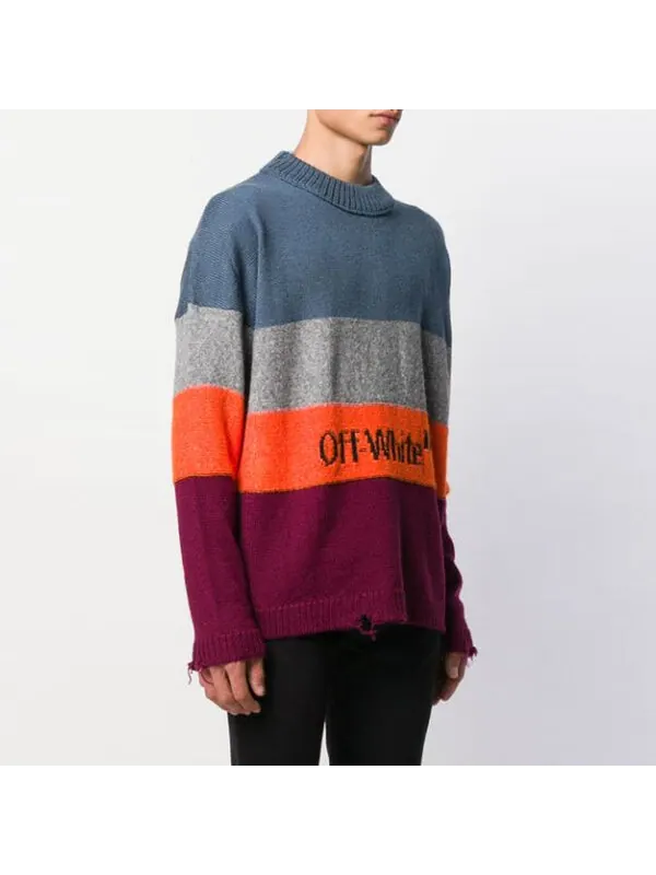 Свитер multi-color stripe sweater men multi-color Off-White — изображение 3 из 4, мульти