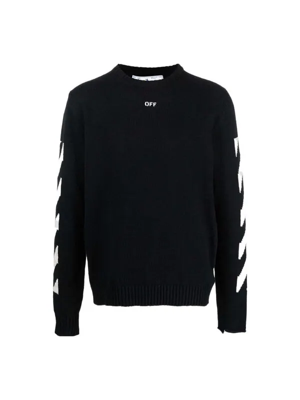 Свитер fw22 round pullover 'black white' Off-White — изображение 1 из 4, черный/белый
