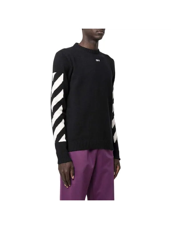 Свитер fw22 round pullover 'black white' Off-White — изображение 3 из 4, черный/белый