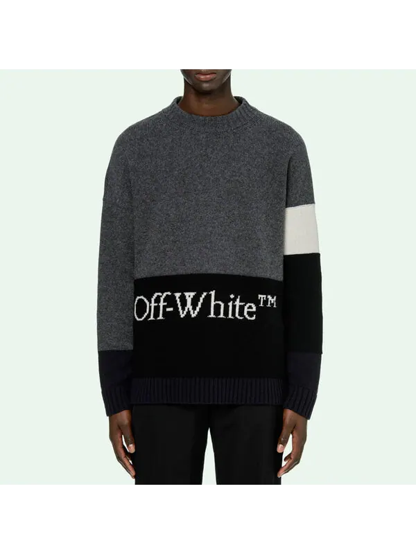 Свитер fw20 logo printing sweater men grey Off-White — изображение 4 из 4, темный серый