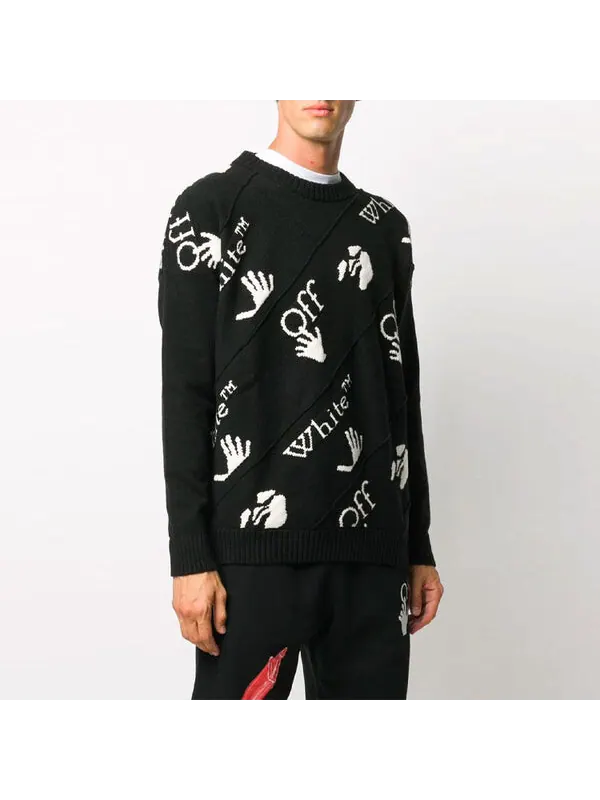 Свитер men's logo black Off-White — изображение 2 из 3, черный