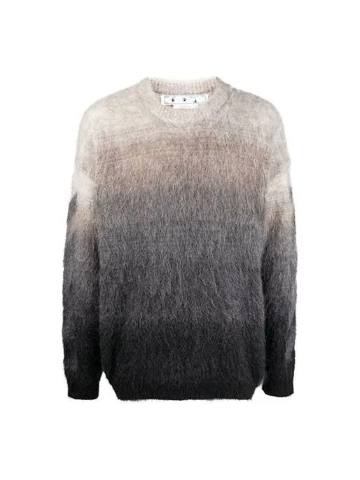 Свитер men's ss22 round neck gradient pullover wool sweater gray Off-White — изображение 1 из 3, серый