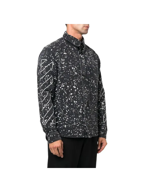 Рубашка men's fw22 twill printing single breasted long sleeves ordinary version black shirt Off-White — изображение 4 из 4