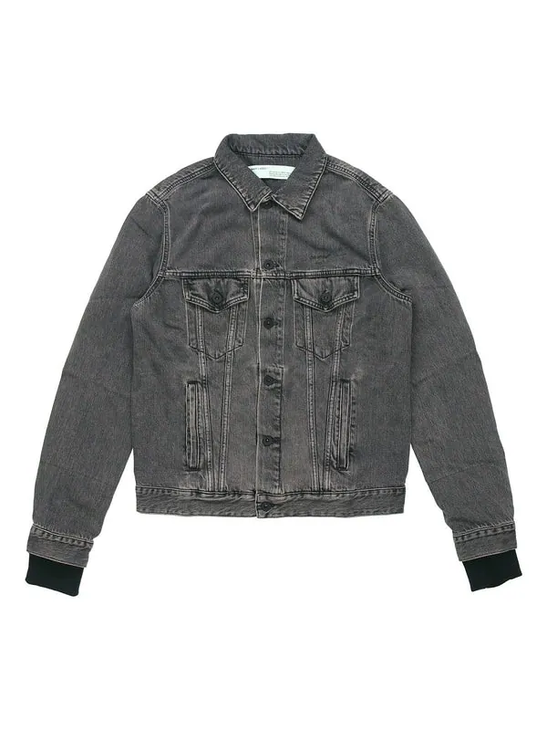 Куртка denim distressed jacket 'black' Off-White — изображение 1 из 4, серый