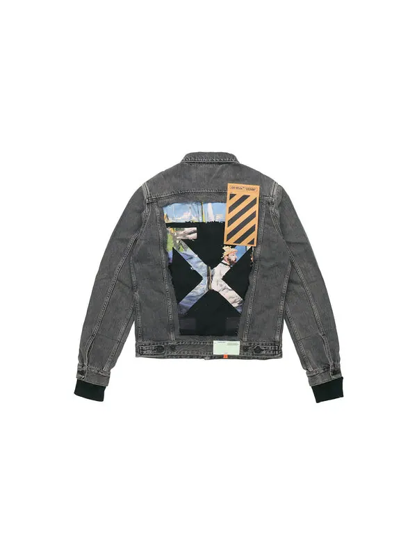 Куртка denim distressed jacket 'black' Off-White — изображение 2 из 4, серый