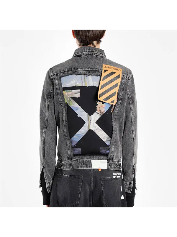 Куртка denim distressed jacket 'black' Off-White — изображение 4 из 4, серый
