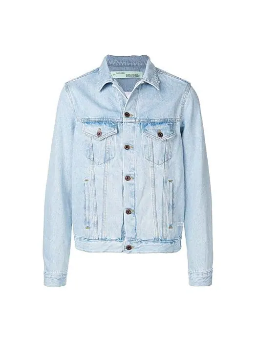 Куртка Off-White Logo Printing Denim Jacket Light Blue — изображение 1 из 4, бежевый