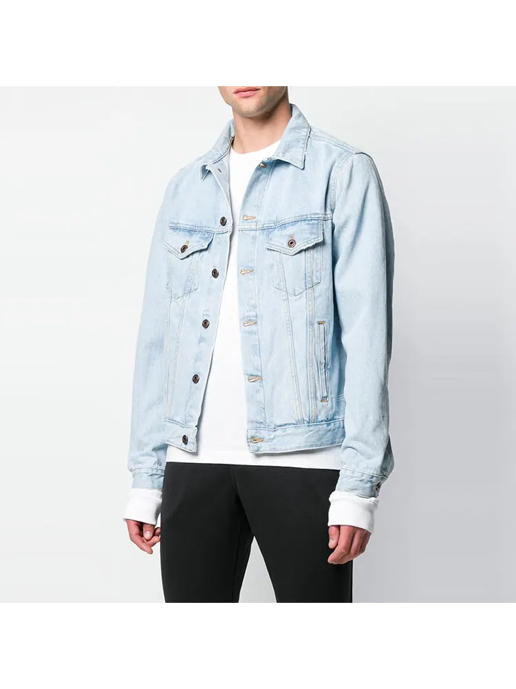 Куртка Off-White Logo Printing Denim Jacket Light Blue — изображение 2 из 4, бежевый