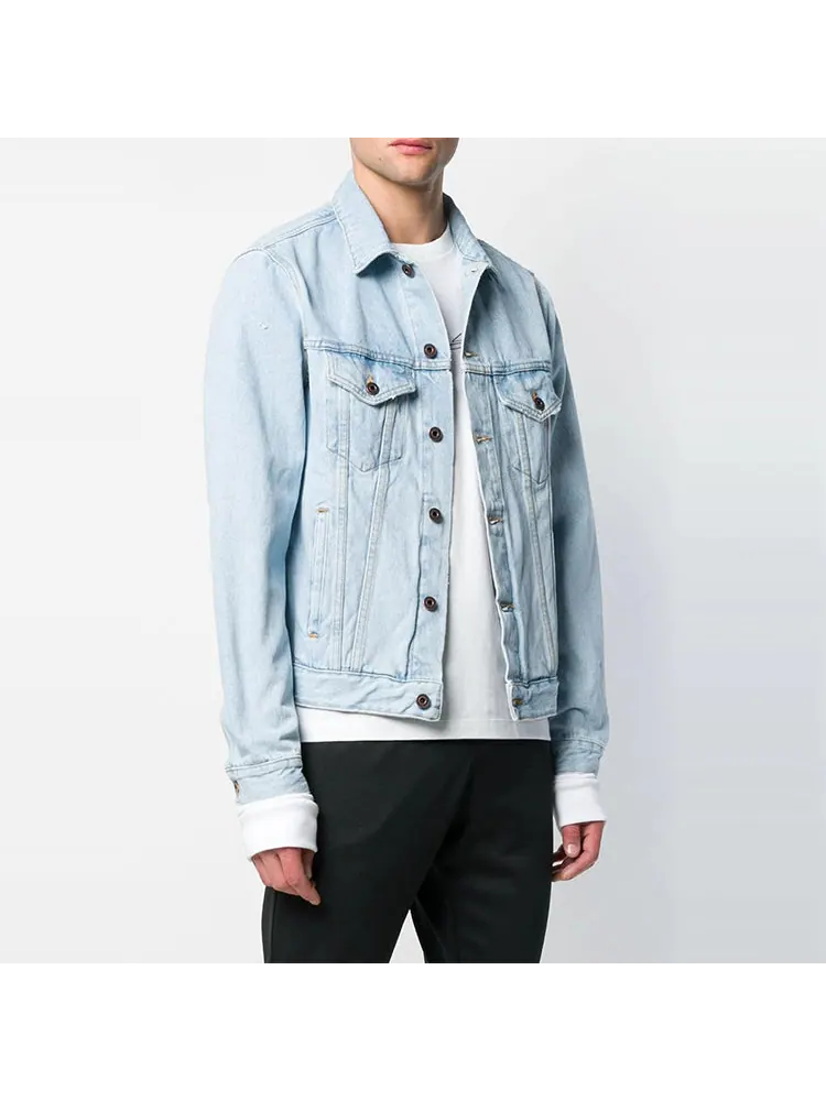 Куртка Off-White Logo Printing Denim Jacket Light Blue — изображение 4 из 4, бежевый