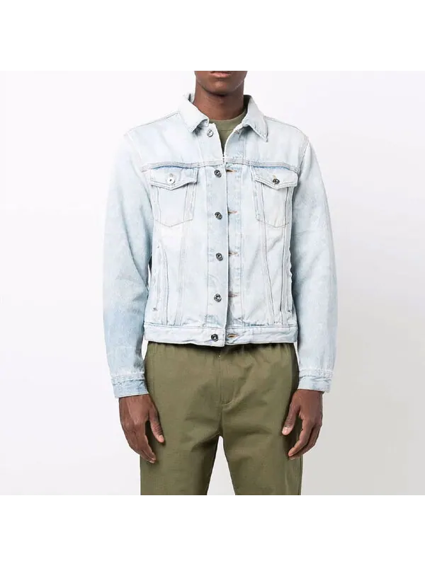 Куртка fw21 arrow printing denim jacket version blue Off-White — изображение 2 из 4, синий