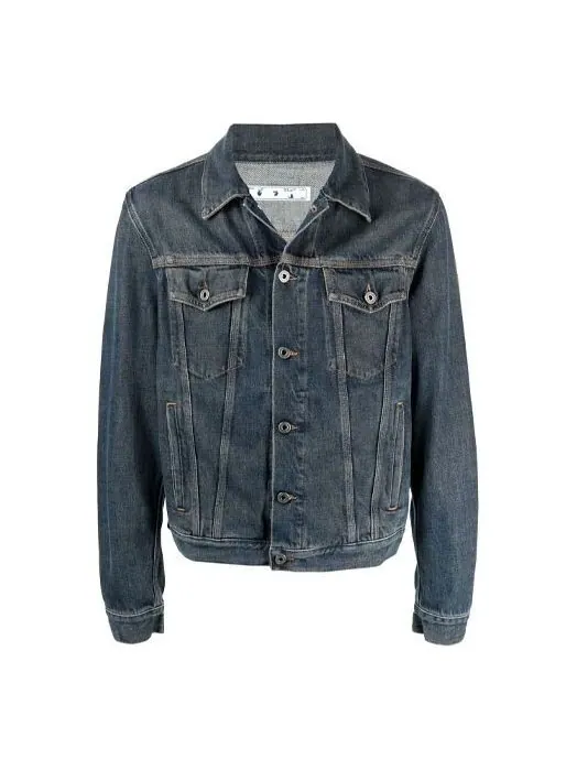 Куртка ss21 logo pattern printing denim jacket loose fit denim blue Off-White — изображение 1 из 4, синий