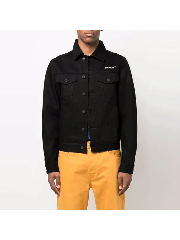 Куртка ss22 chest logo printing denim jacket black Off-White — изображение 2 из 4, черный