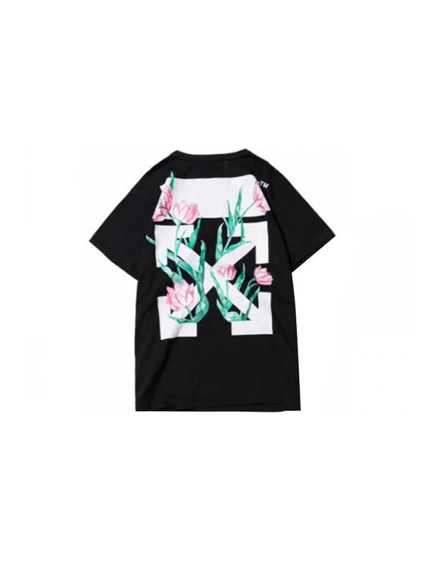 Футболка floral short sleeve letter logo Off-White — изображение 2 из 3, черный