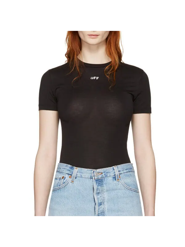 Футболка floral short sleeve letter logo Off-White — изображение 3 из 3, черный
