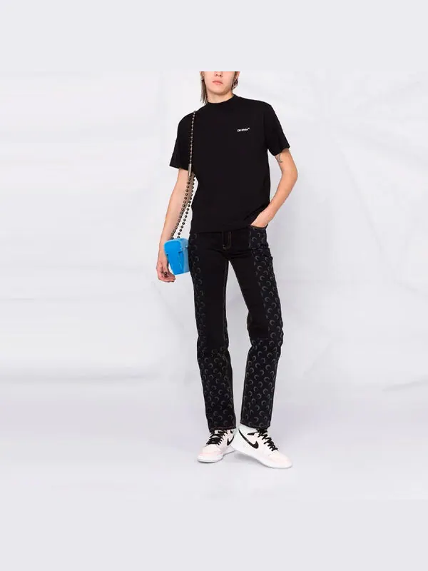 Футболка logo-print diag t-shirt 'black' Off-White — изображение 2 из 4, черный/белый