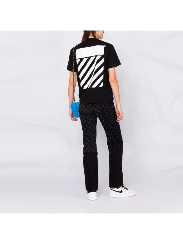 Футболка logo-print diag t-shirt 'black' Off-White — изображение 3 из 4, черный/белый
