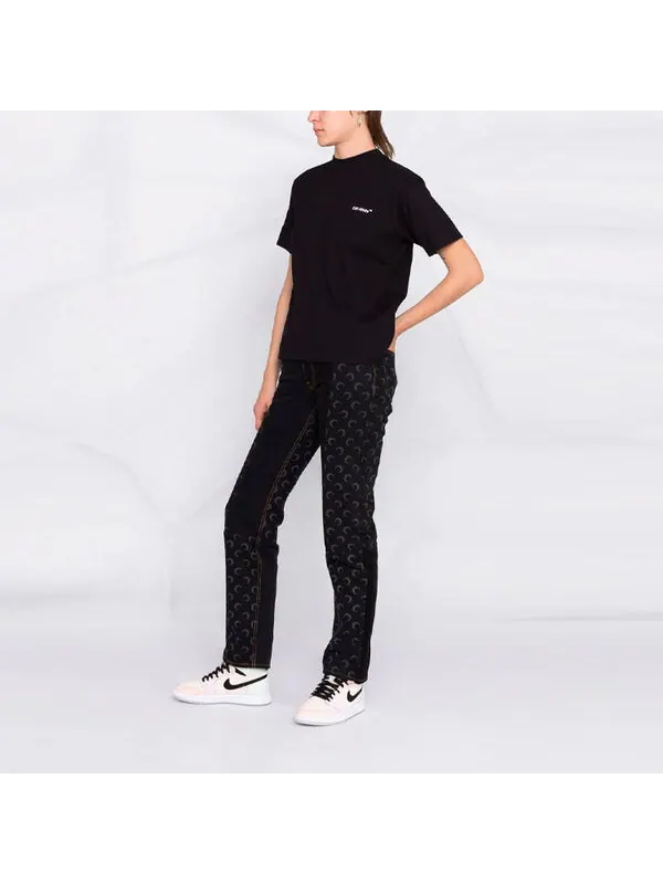 Футболка logo-print diag t-shirt 'black' Off-White — изображение 4 из 4, черный/белый