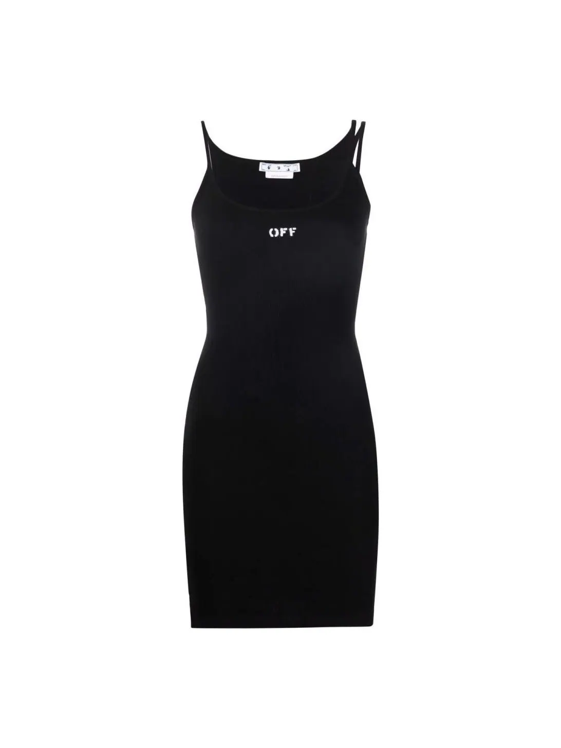 Платье (WMNS) Off-White Off-Stamp Ribbed Dress 'Black' — изображение 1 из 3, черный
