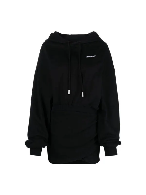 Толстовка logo-embroidered cotton hoodie 'black' Off-White — изображение 1 из 4, черный
