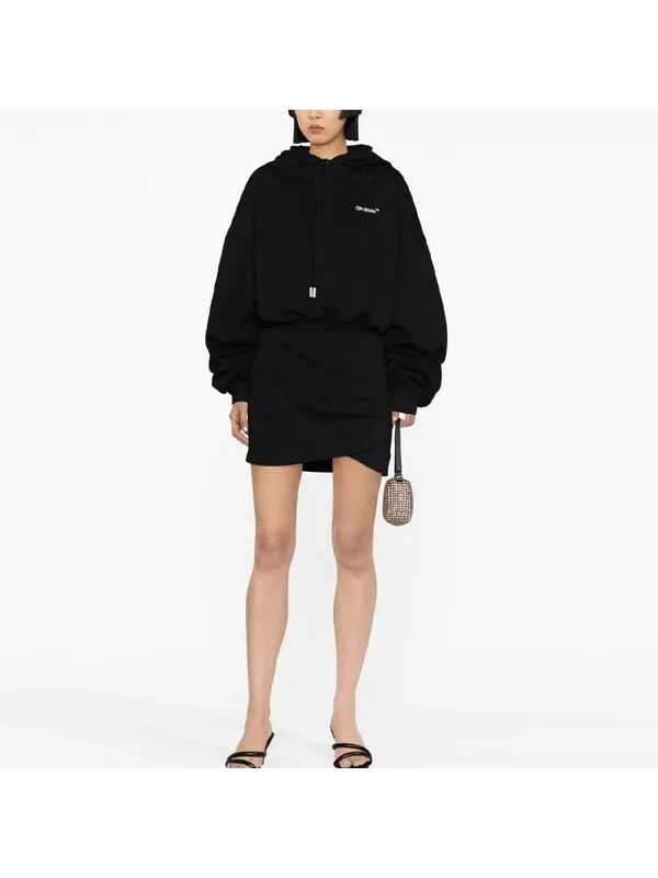 Толстовка logo-embroidered cotton hoodie 'black' Off-White — изображение 2 из 4, черный