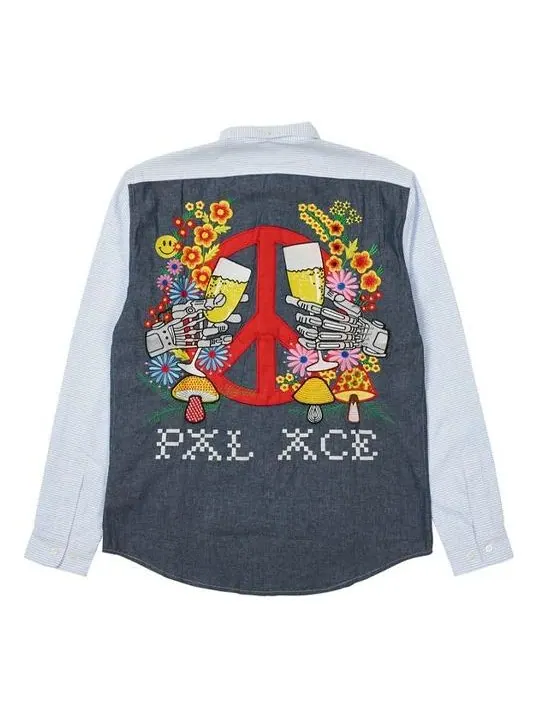 Рубашка PALACE Back Anti-war Pattern Long Sleeves Shirt Unisex Gray — изображение 1 из 2, серый