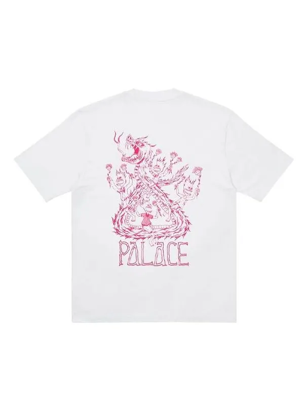 Футболка PALACE x Lotties Crossover Dragon Alphabet Pattern Short Sleeve Unisex White — изображение 1 из 2, белый