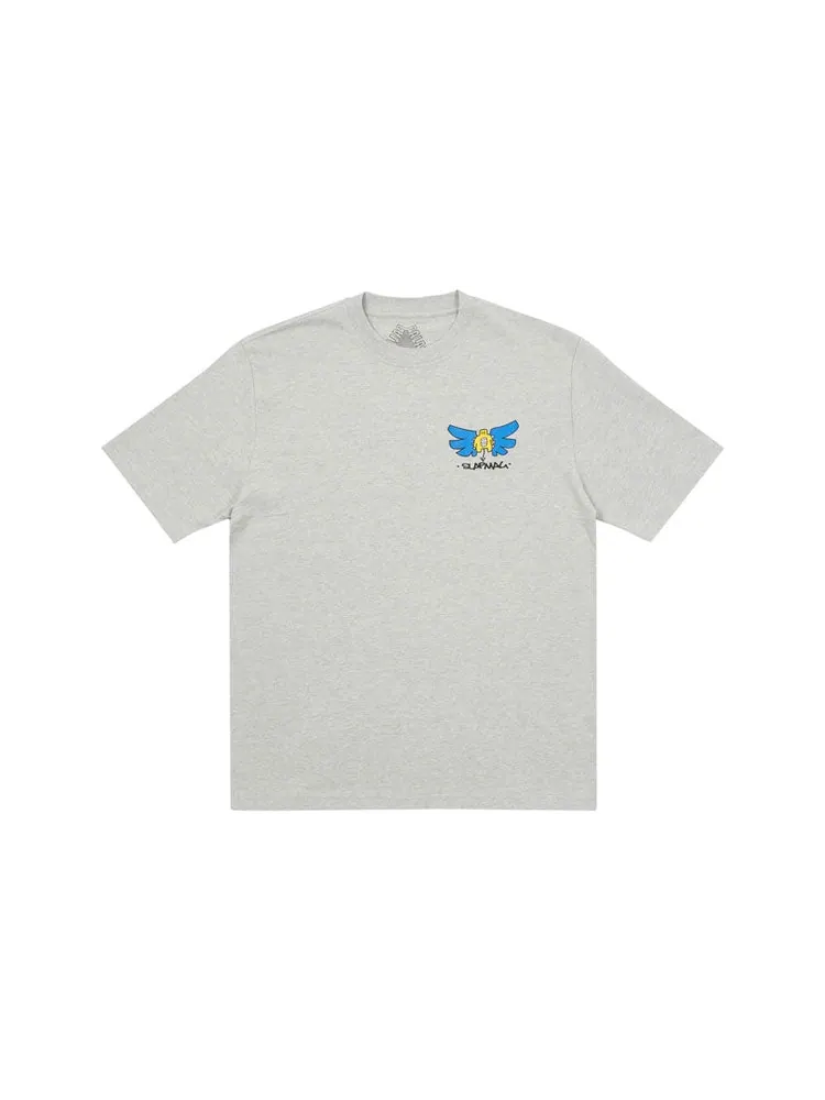 Футболка PALACE x Slap Magazine Crossover Angel Cartoon Funny Pattern Printing Short Sleeve Unisex Gray — изображение 2 из 2